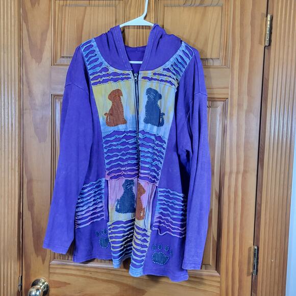 The Collection Royal sweater Jacket Hoodie full Zip Front Dog Patchwork size 3XL - Picture 1 of 6